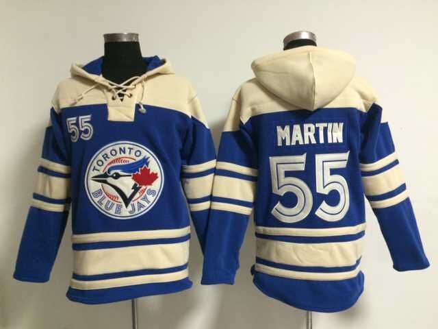 Toronto Blue Jays #55 Russell Martin Blue beige baseball Hooded Sweatshirt