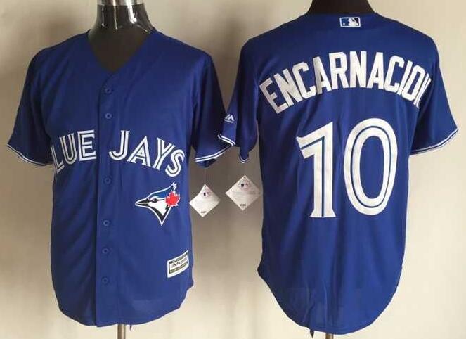 Toronto Blue Jays 10 Edwin Encarnacion blue majestic baseball Jerseys
