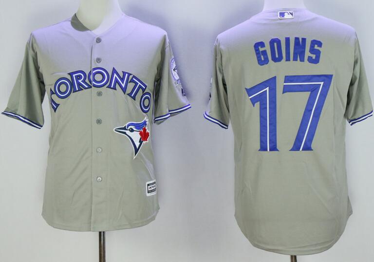 Toronto Blue Jays 17 Ryan Goins grey Majestic men mlb baseball jersey