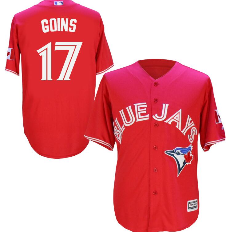 Toronto Blue Jays 17 Ryan Goins red Majestic men mlb baseball jersey