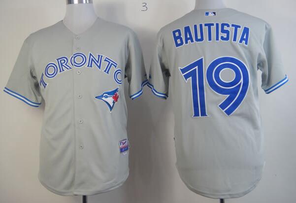 Toronto Blue Jays 19 Jose Bautista gray Majestic men mlb baseball  jerseys