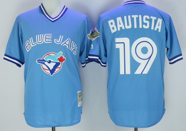 Toronto Blue Jays 19 jose BAUTISTA skyblue Throwback 1992 Majestic mlb jerseys