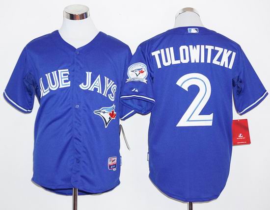 Toronto Blue Jays 2 Troy Tulowitzki blue baseball jersey 40th anniversary patch