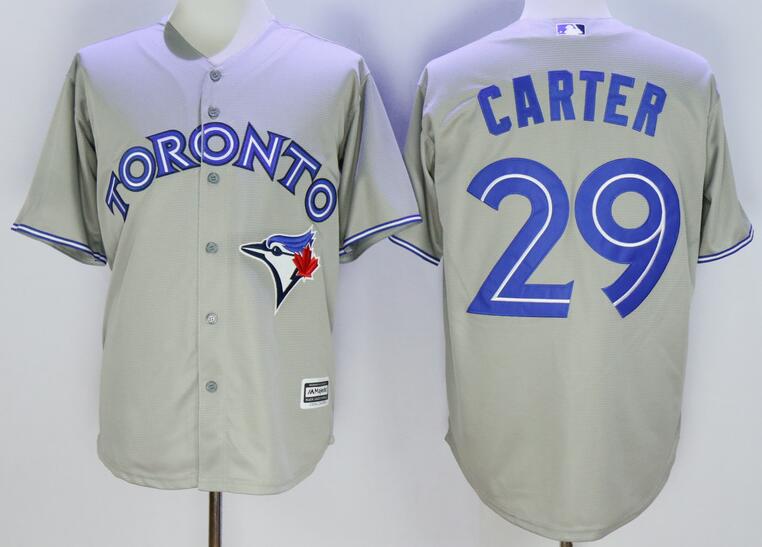 Toronto Blue Jays 29 Joe Carter men grey Majestic mlb baseball Jersey