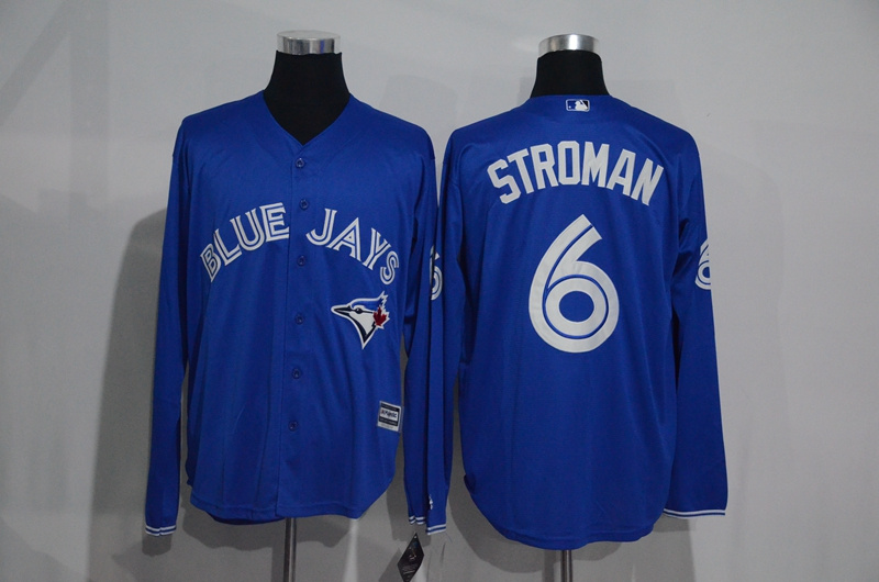 Toronto Blue Jays 6# Marcus Stroman blue long sleeves Majestic baseball Jersey