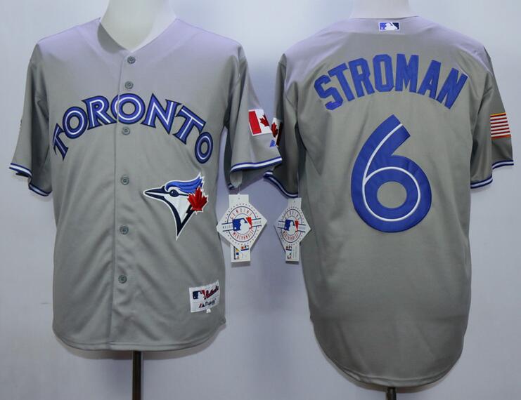Toronto Blue Jays 6 Marcus Stroman gray baseball jerseys
