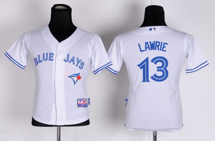 Toronto Blue Jaysx Brett Lawrie #13 White MLB Kid Jerseys