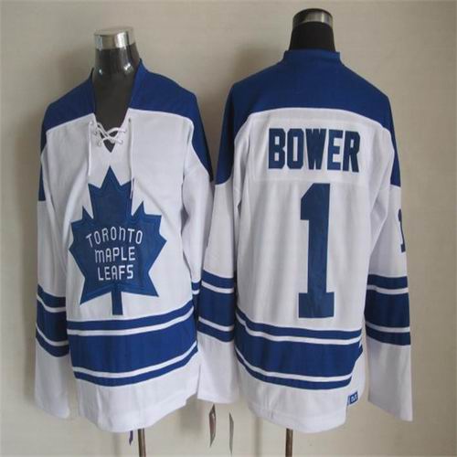 Toronto Maple Leafs 1 Johnny Bower White men nhl ice hockey  jerseys