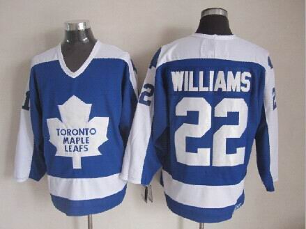 Toronto Maple Leafs 22 Tiger Williams CCM Throwback white blue nhl jersey