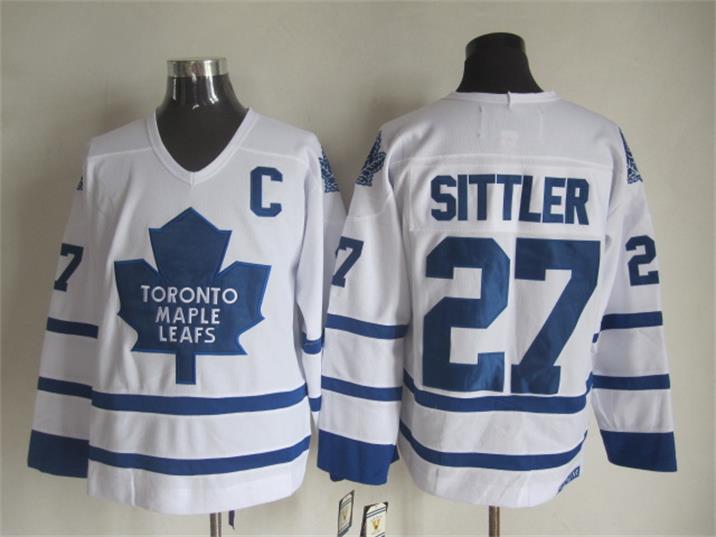 Toronto Maple Leafs 27 Darryl Sittler CCM white Throwback Ice hockey Jersey C patch