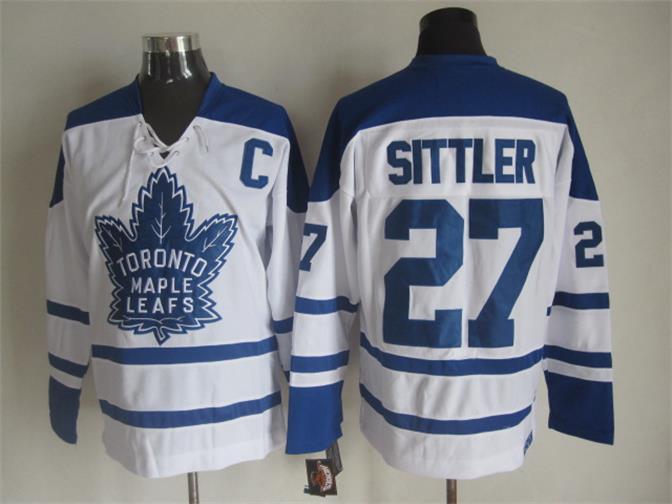 Toronto Maple Leafs 27 Darryl Sittler CCM white Throwback hockey Jersey C patch