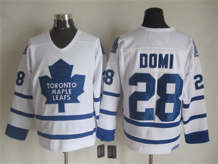 Toronto Maple Leafs 28 Tie Domi white CCM throwback Hockey jerseys