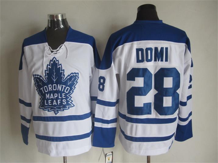 Toronto Maple Leafs 28 Tie Domi white blue CCM throwback Hockey jerseys