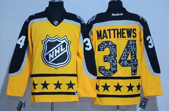 Toronto Maple Leafs 34 Auston Matthews 2017 NHL All Star Yellow Jersey