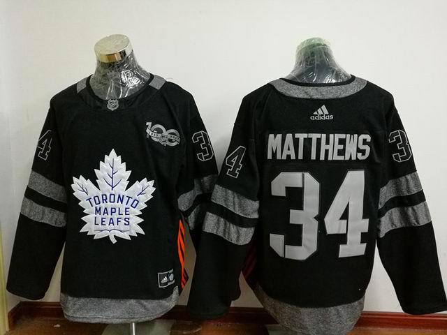 Toronto Maple Leafs 34 Auston Matthews Black 2017 Centennial Classic Premier Player men 100th nhl ice hockey  jerseys