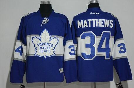 Toronto Maple Leafs 34 Auston Matthews blue 100th Hockey jerseys