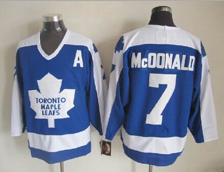 Toronto Maple Leafs 7 Lanny McDonald white blue CCM Throwback nhl jersey