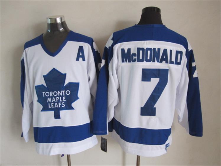 Toronto Maple Leafs 7 McDonald CCM white nhl hockey jersey A patch