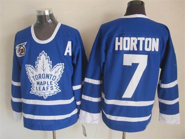 Toronto Maple Leafs 7 Tim Horton CCM throwback blue hockey jerseys 75th patch