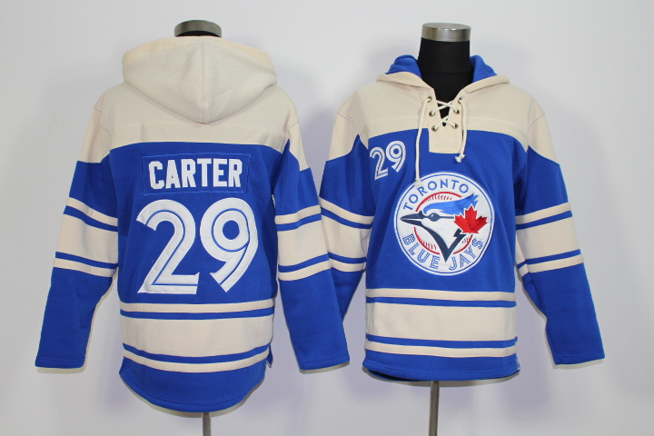 Toronto Toronto Blue Jays #29 Joe Carter Blue beige baseball Hooded Sweatshirt