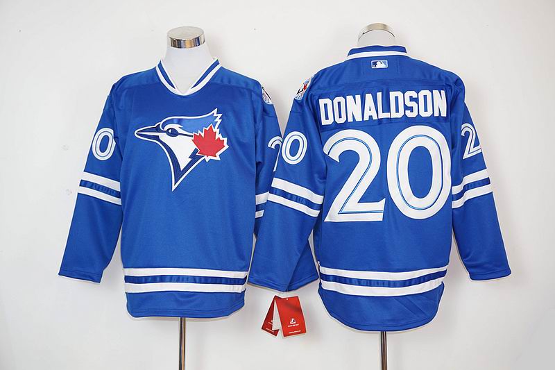 Toronto blue jays #20 Josh Donaldson long sleeves blue baseball jerseys