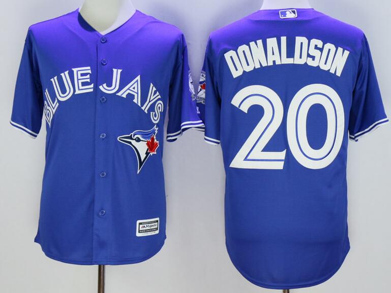 Toronto blue jays 20 Josh Donaldson blue baseball jersey 40th anniversary patch