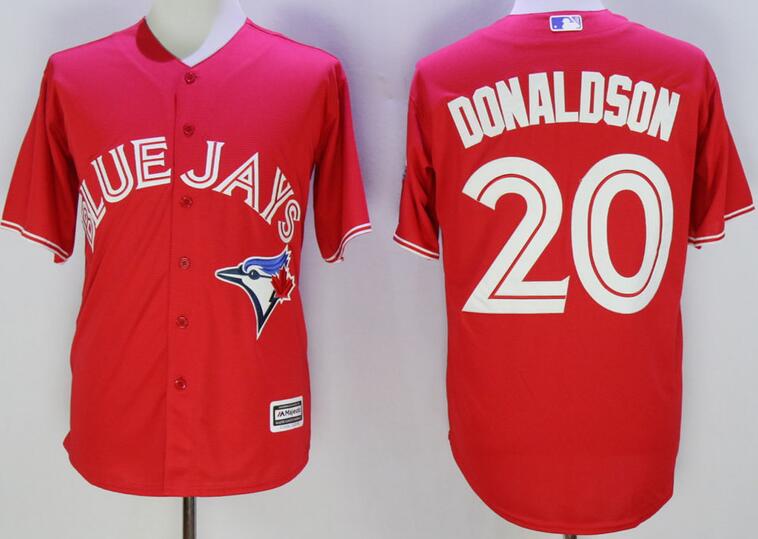 Toronto blue jays 20 Josh Donaldson red Majestic men mlb baseball  jerseys