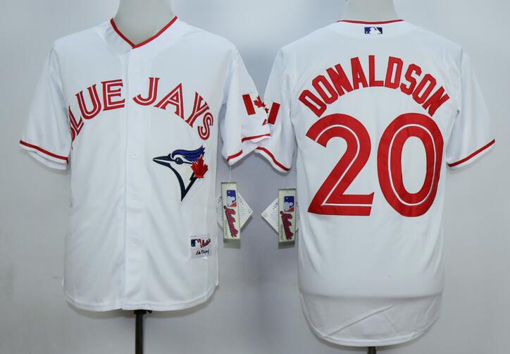 Toronto blue jays 20 Josh Donaldson white red men mlb baseball jerseys