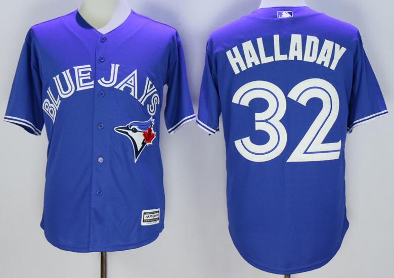 Toronto blue jays 32 Roy Halladay blue Majestic men mlb baseball  jerseys