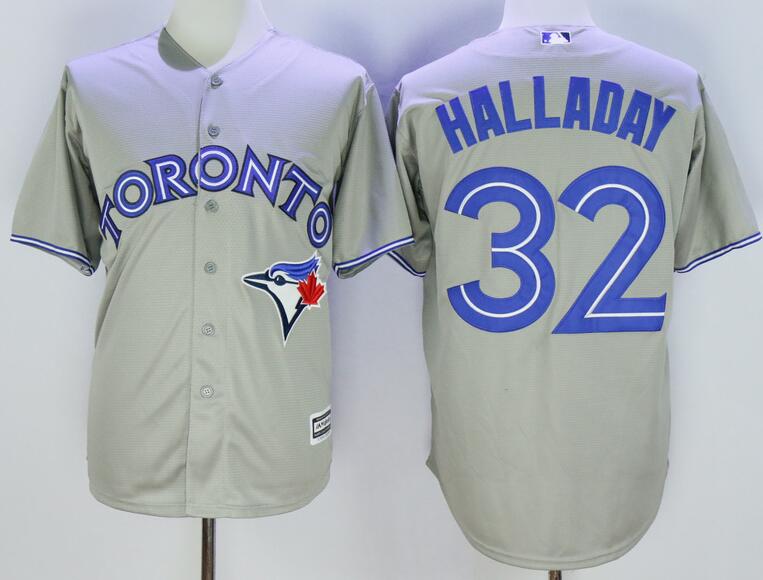 Toronto blue jays 32 Roy Halladay grey Majestic men mlb baseball  jerseys