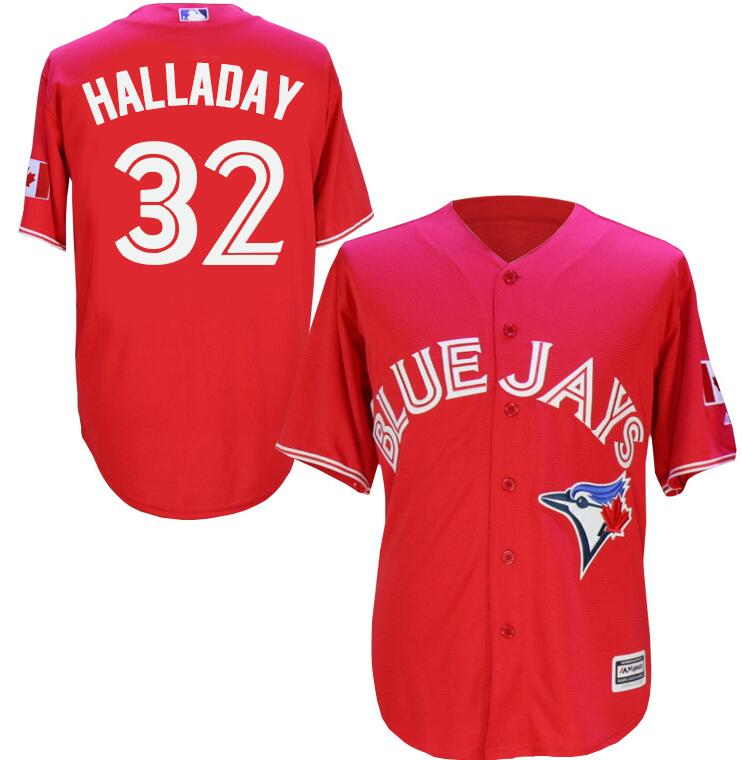 Toronto blue jays 32 Roy Halladay red Majestic men mlb baseball  jerseys