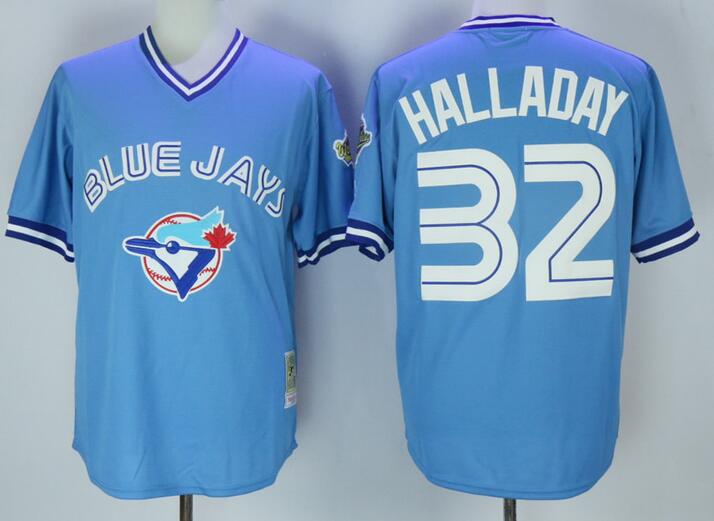 Toronto blue jays 32 Roy Halladay skyblue Majestic men mlb baseball  jerseys