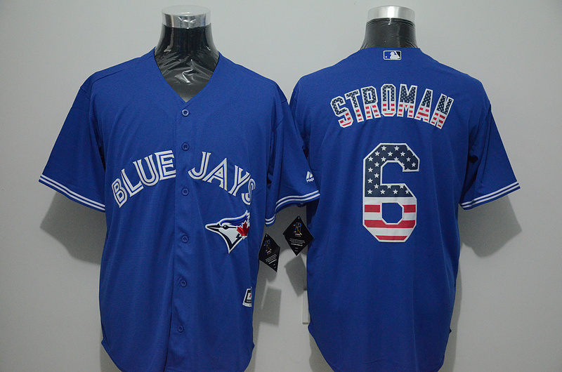 Toronto blue jays 6 Marcus Stroman blue USA flag men mlb baseball jersey