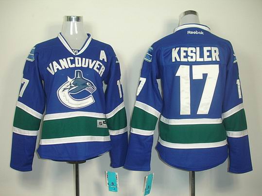 Vancouver Canucks #17 Ryan Kesler Blue NHL Women Jerseys A Patch