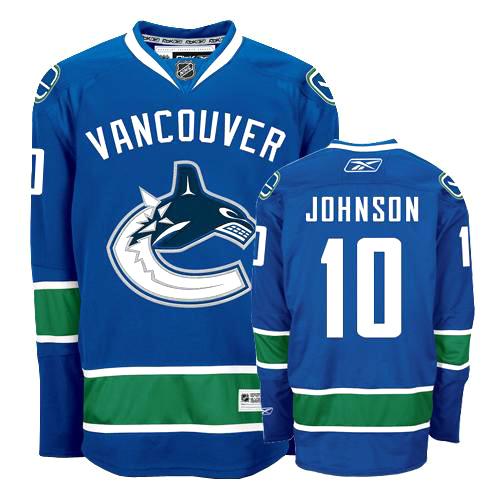 Vancouver Canucks 10 Ryan Johnson Authentic Blue men nhl ice hockey  jerseys