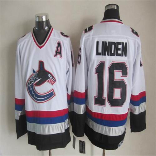 Vancouver Canucks 16 Trevor Linden white CCM men nhl ice hockey  jerseys