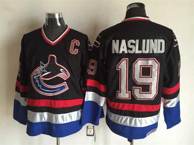 Vancouver Canucks 19 Markus Naslund black CCM men nhl ice hockey  jerseys