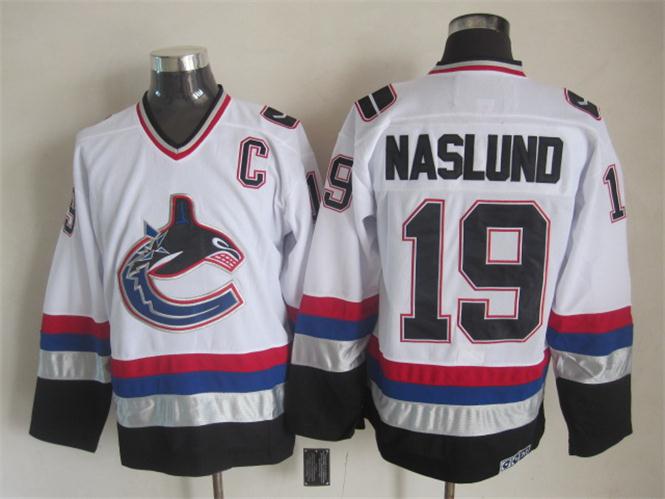 Vancouver Canucks 19 Markus Naslund white CCM men nhl ice hockey  jerseys