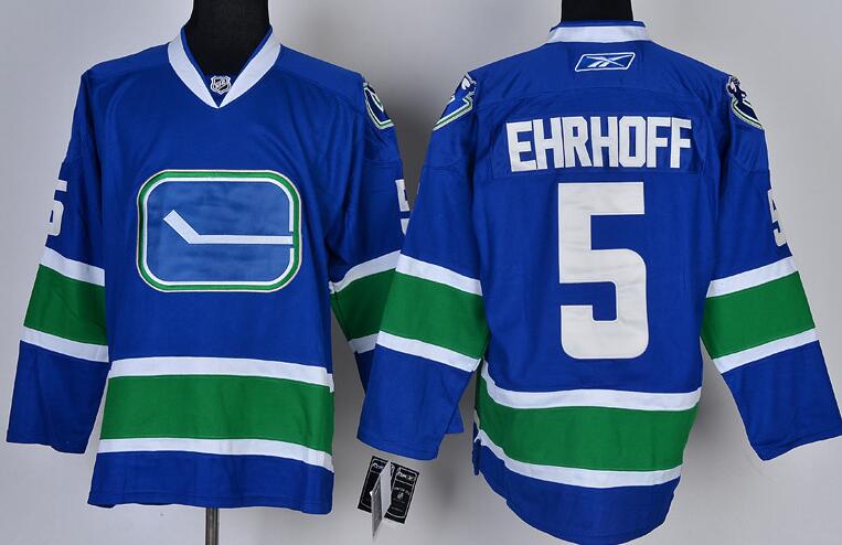 Vancouver Canucks 5 Christian Ehrhoff Blue men nhl ice hockey  jerseys