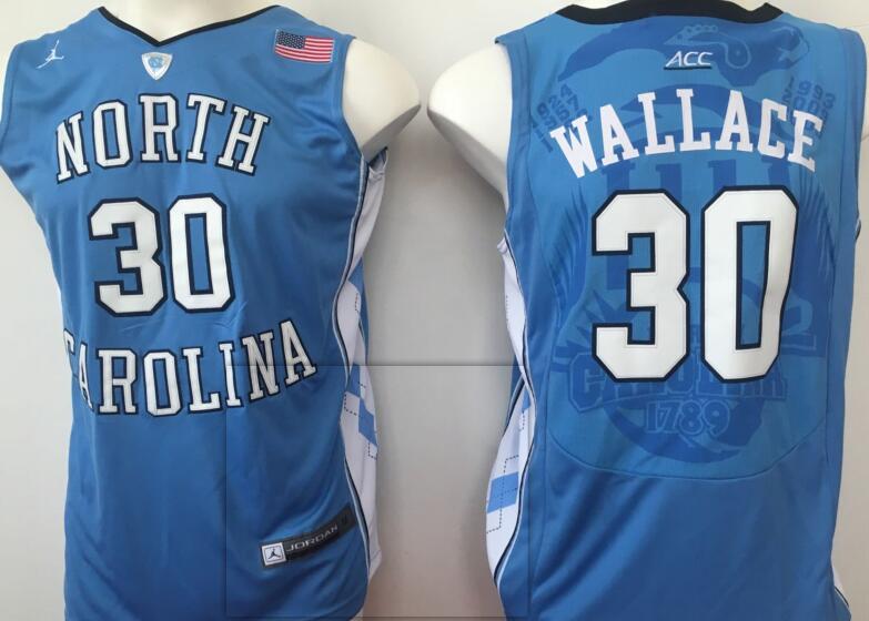 Wallace North Carolina 30 Blue College Basketball Jerseys