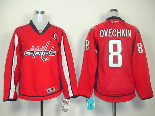 Washington Capitals #8 Alex Ovechkin Red NHL Women Jerseys C Ptch