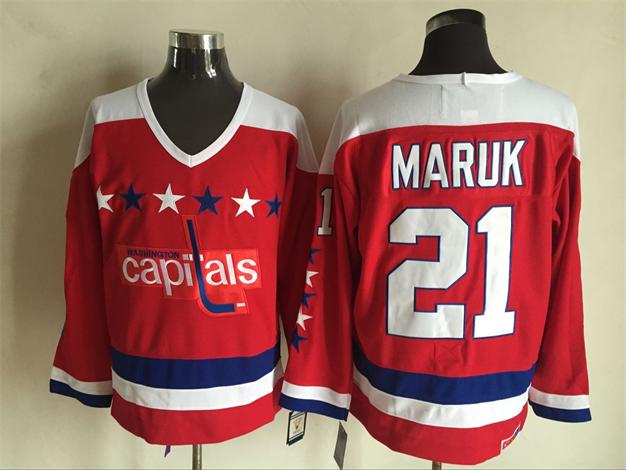 Washington Capitals 21# Dennis Maruk Red CCM hockey Jersey