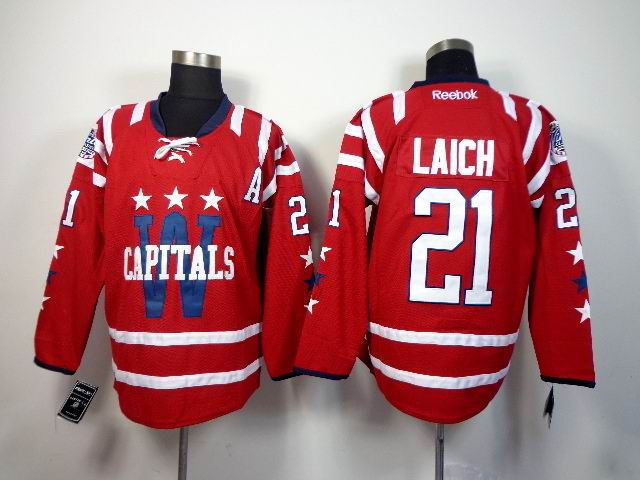 Washington Capitals 21 Brooks Laich Red men hockey Jersey winter classic patch