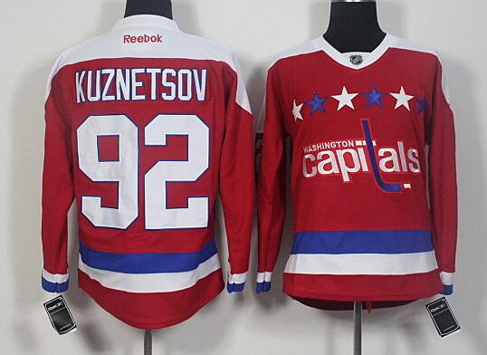 Washington Capitals 92 Evgeny Kuznetsov red men ice hockey nhl Jerseys