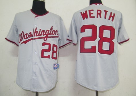 Washington Nationals 28 Werth Grey men baseball MLB Jersey