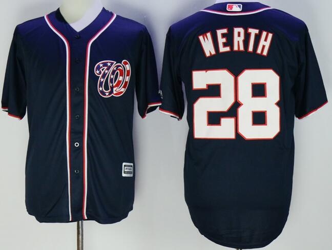 Washington Nationals 28 Werth blue majestic men baseball MLB Jersey