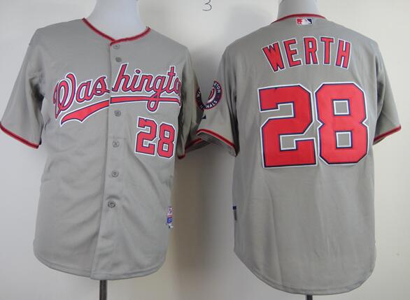 Washington Nationals 28 Werth grey men baseball MLB Jerseys