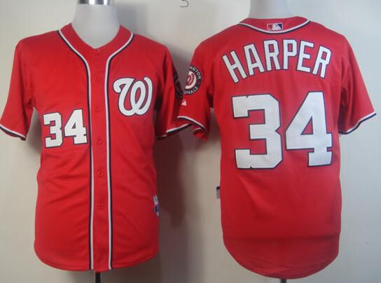Washington Nationals 34 Bryce Harper  red MLB Jerseys