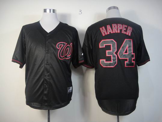 Washington Nationals 34 Harper Black Fashion MLB Jerseys