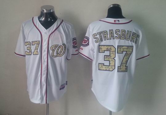 Washington Nationals 37 STRASBURG white camo Jerseys